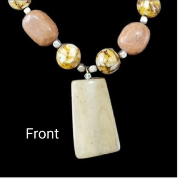 Jasper Stone Necklace with an Aventurine Quartz Agate Stone Pendant - Picture 4 of 7